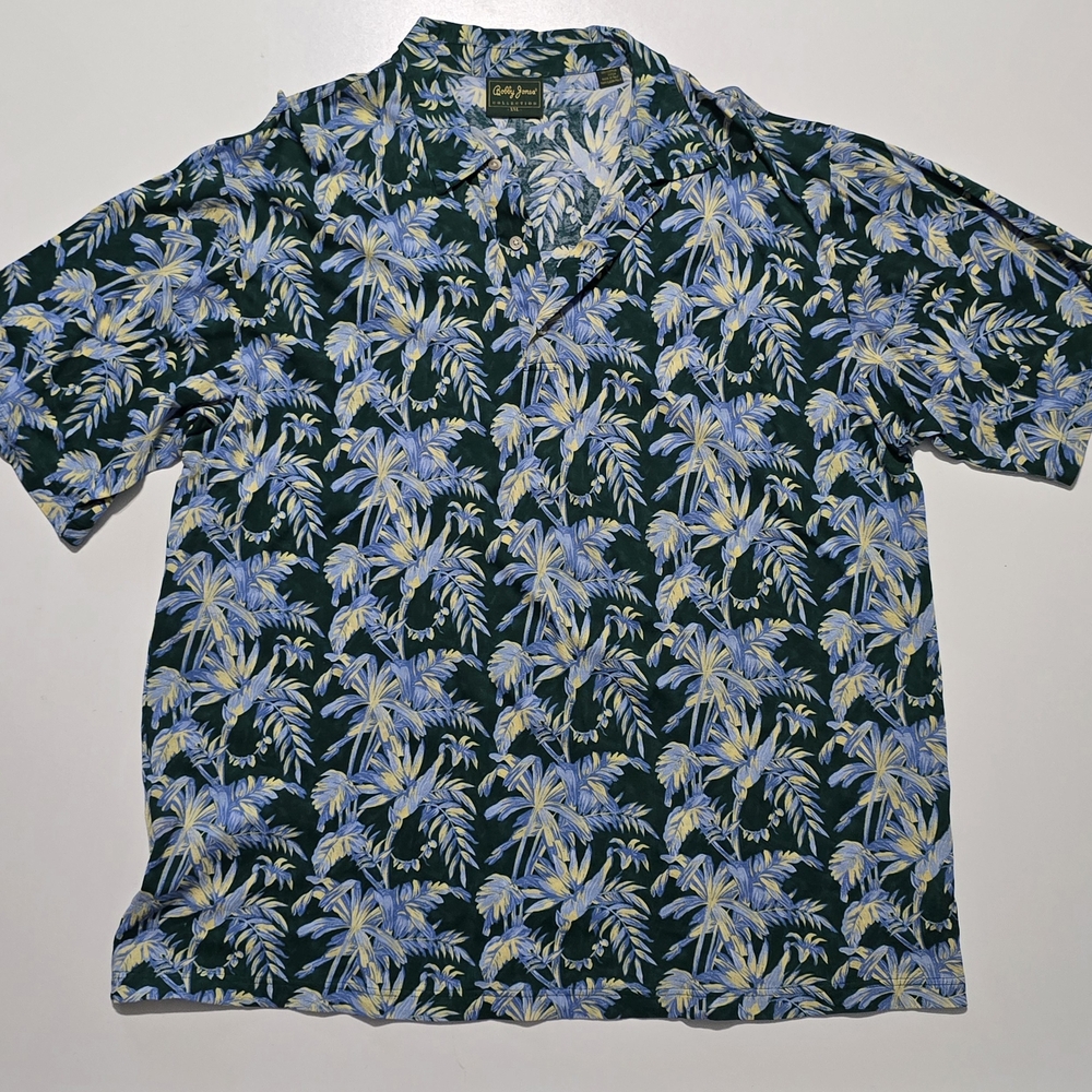 Bobby Jones Blue and Yellow Palm Print Men's Shirt